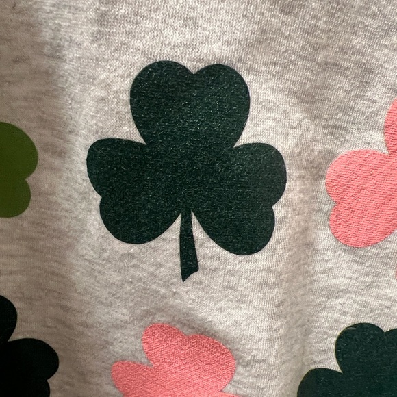 Gray Sweatshirt with Pink and Green Clovers. - Picture 4 of 11